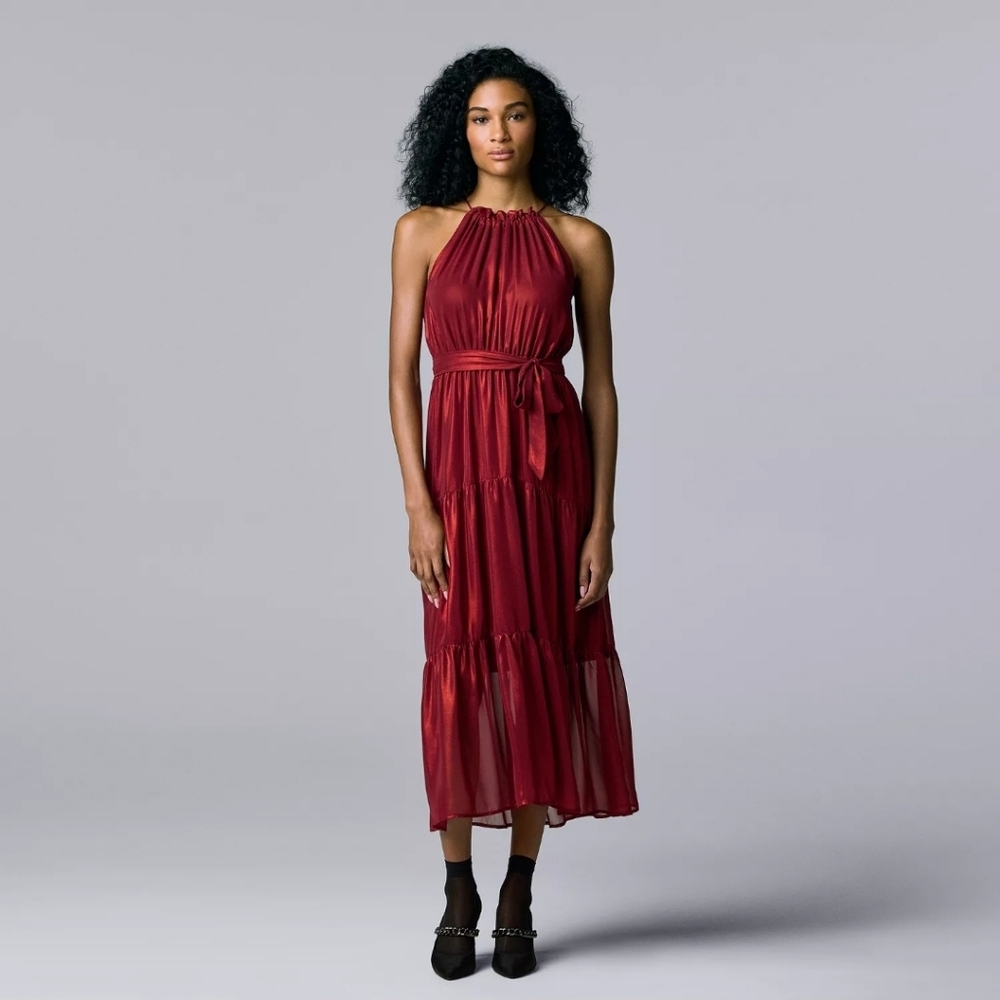 Simply Vera Vera Wang Red Tiered Maxi Dress • M